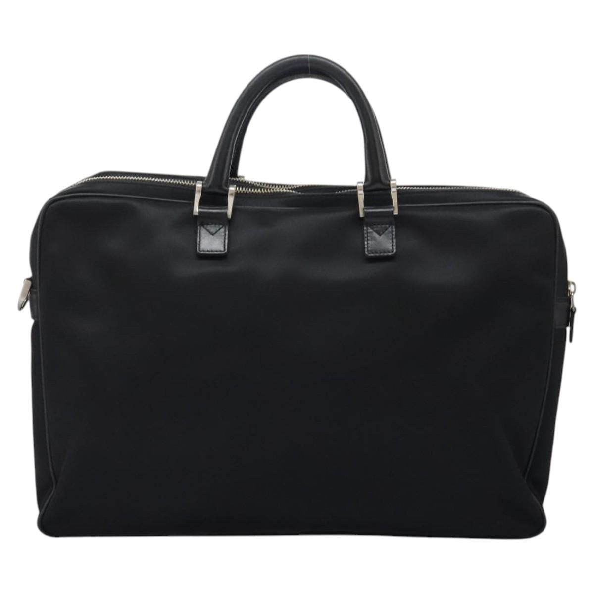 BURBERRY Business Bag Nylon Black Silver Auth ti2998
