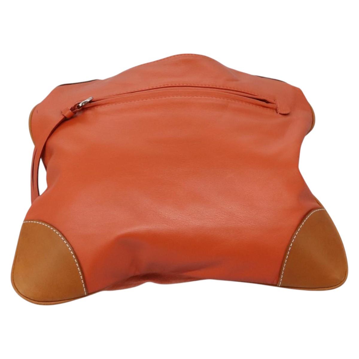 BURBERRY Shoulder Bag Suede Leather Orange Auth ti3004