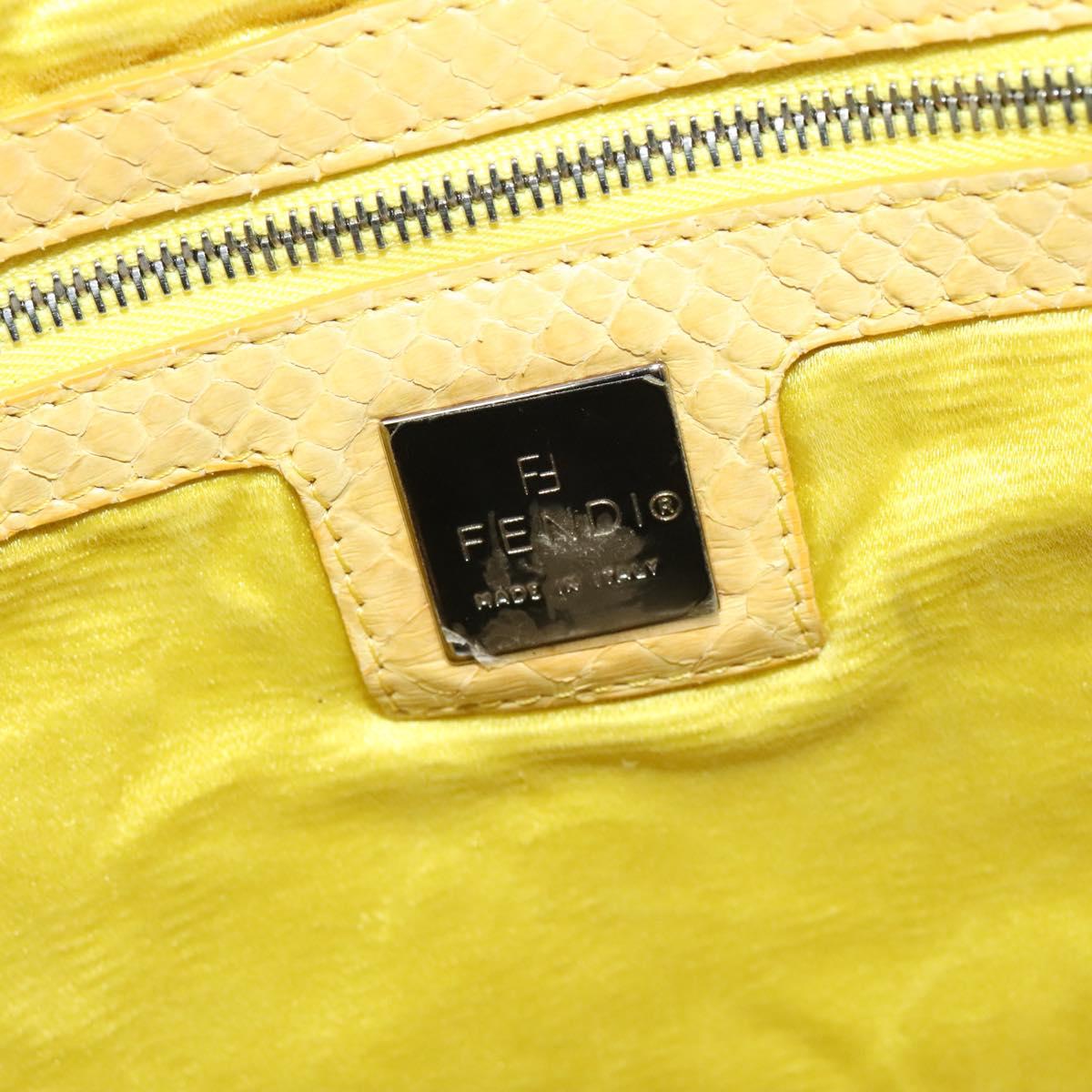 FENDI Hand Bag Canvas White Silver Auth ti3016