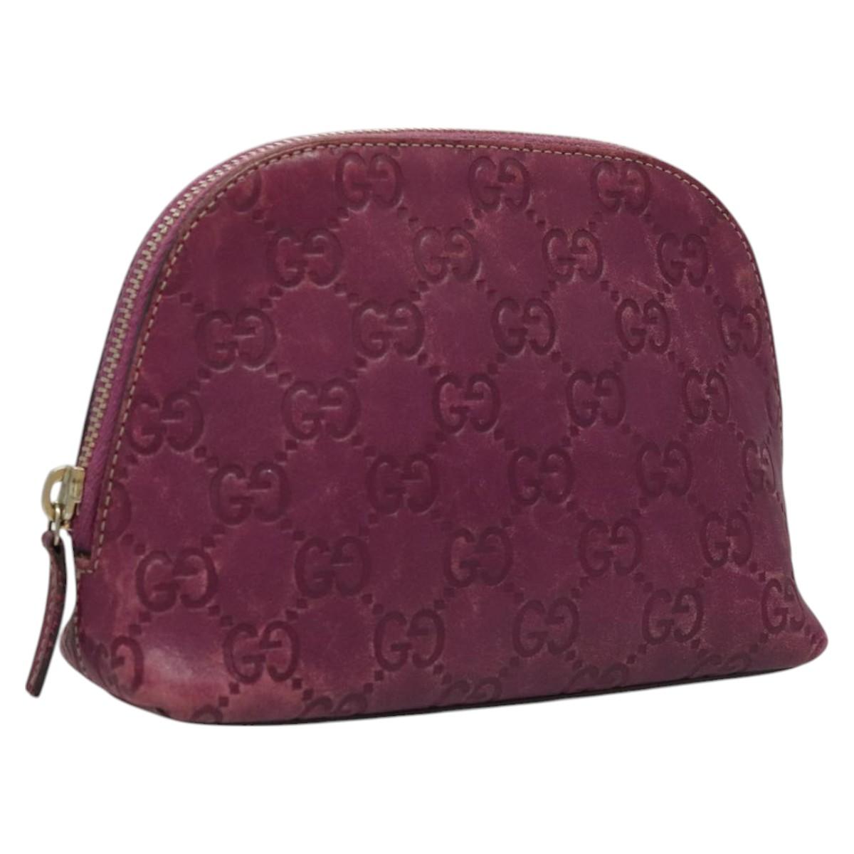 GUCCI GG Canvas Guccissima Pouch Leather Purple 141810 Auth ti3019