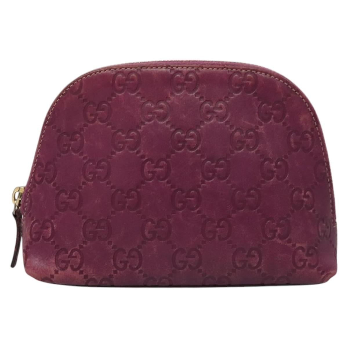 GUCCI GG Canvas Guccissima Pouch Leather Purple 141810 Auth ti3019