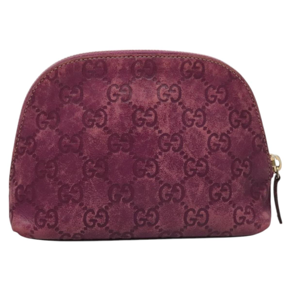 GUCCI GG Canvas Guccissima Pouch Leather Purple 141810 Auth ti3019