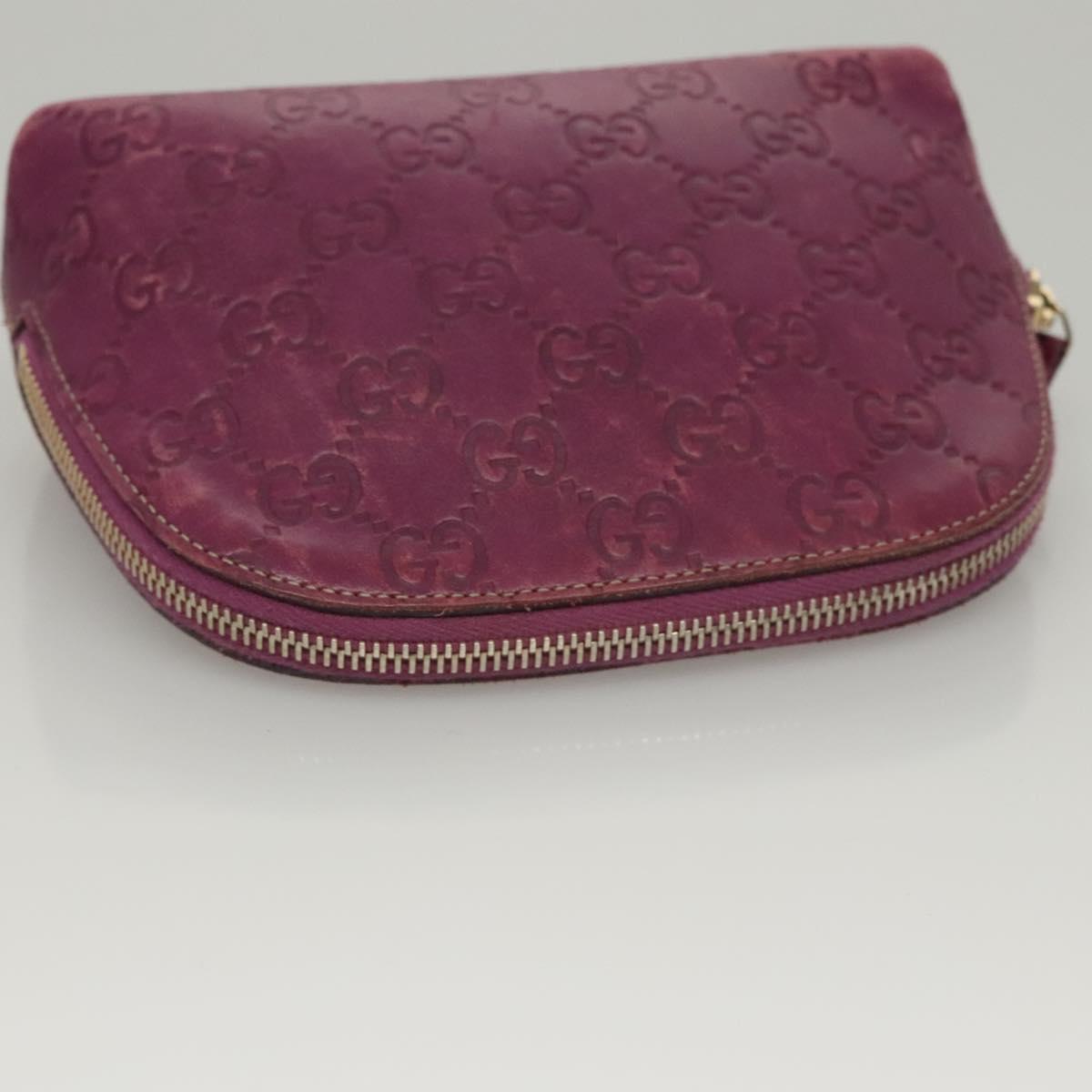 GUCCI GG Canvas Guccissima Pouch Leather Purple 141810 Auth ti3019