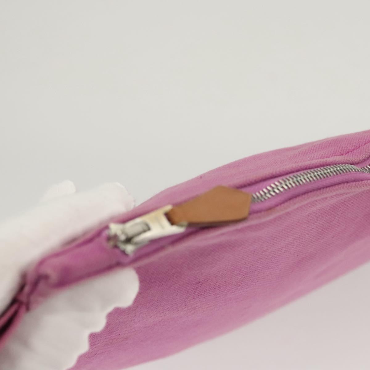 HERMES Bora Bora Pouch Canvas 2Set Pink Yellow Auth ti3022