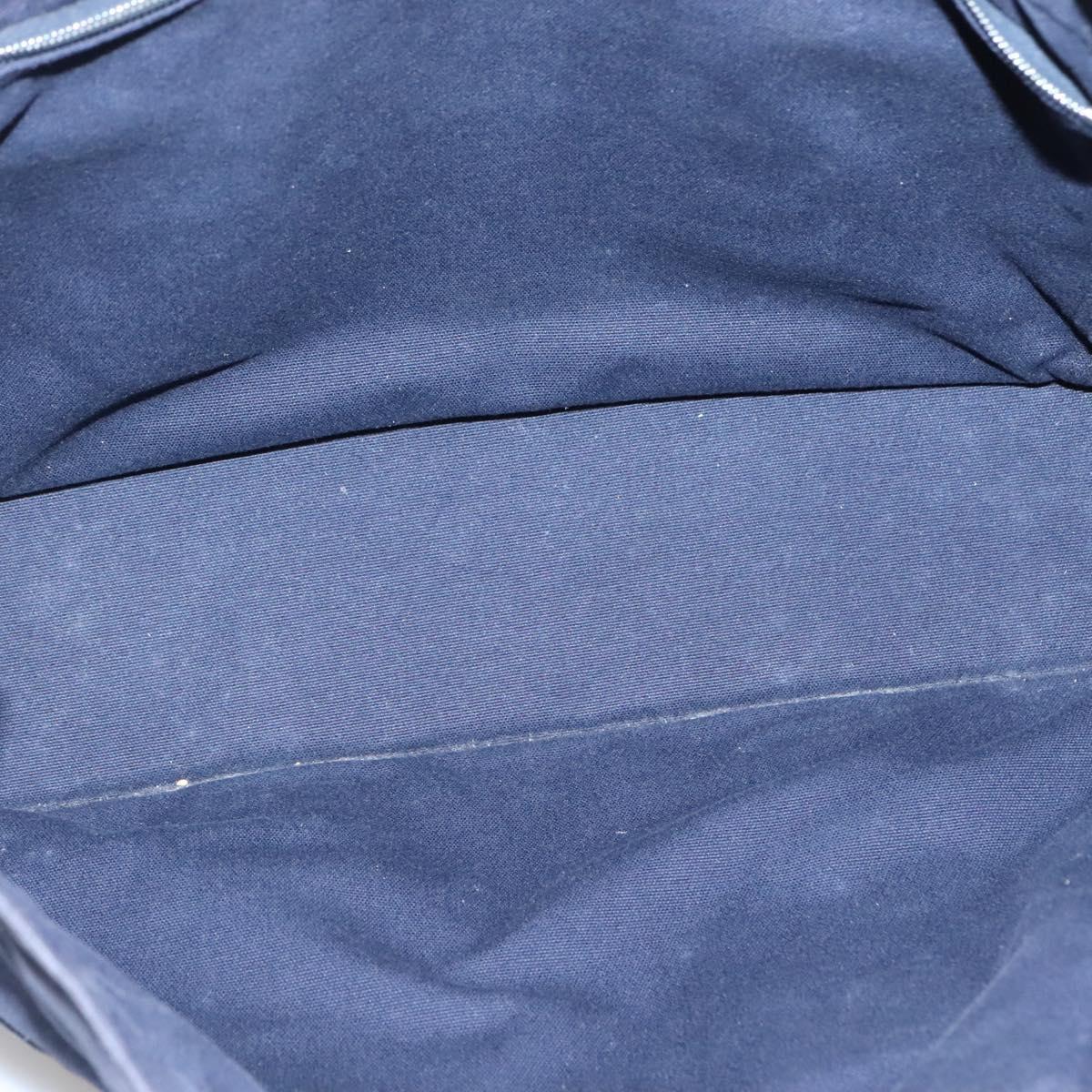 HERMES Fourre Tout MM Hand Bag Canvas Navy Black Silver Auth ti3035