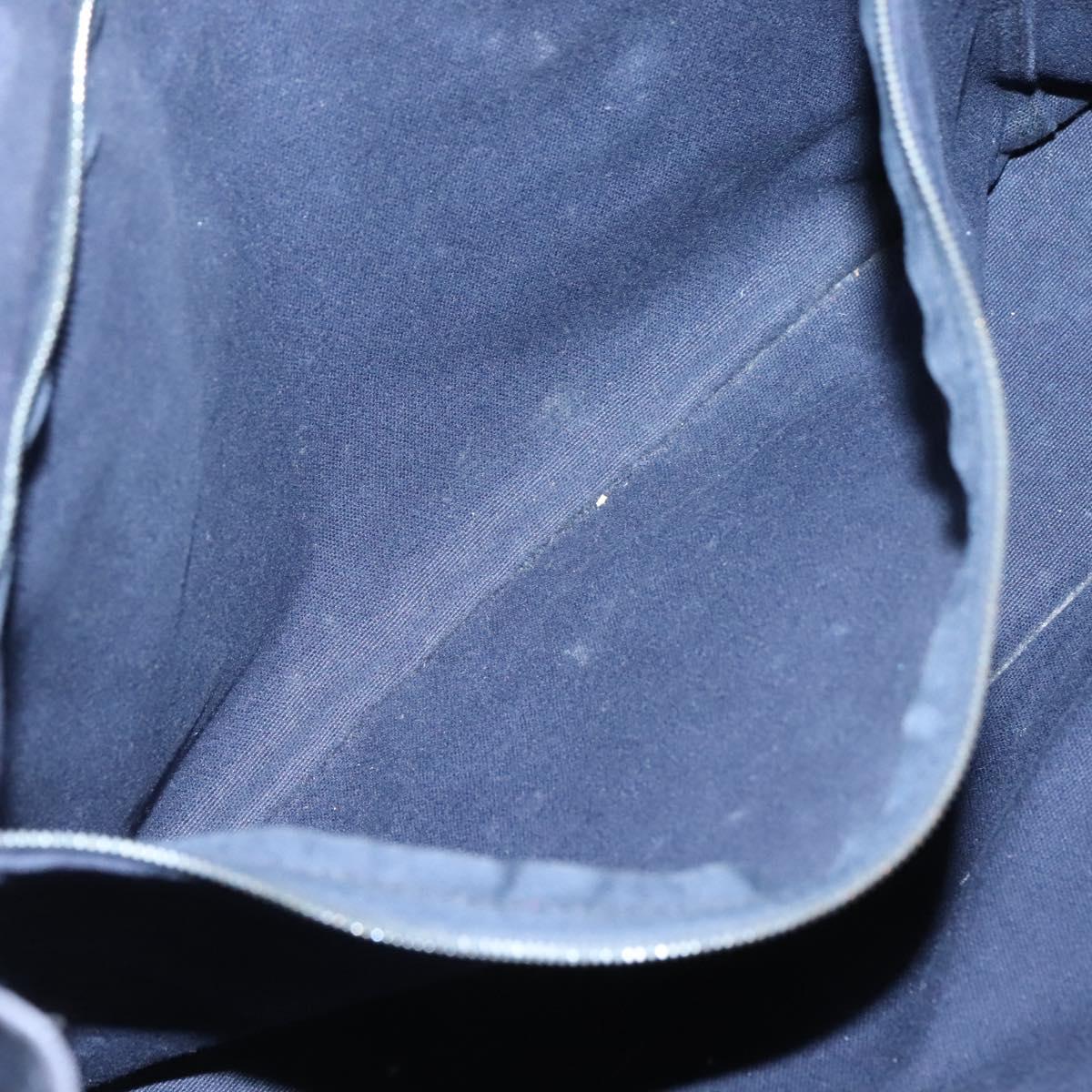 HERMES Fourre Tout MM Hand Bag Canvas Navy Black Silver Auth ti3035