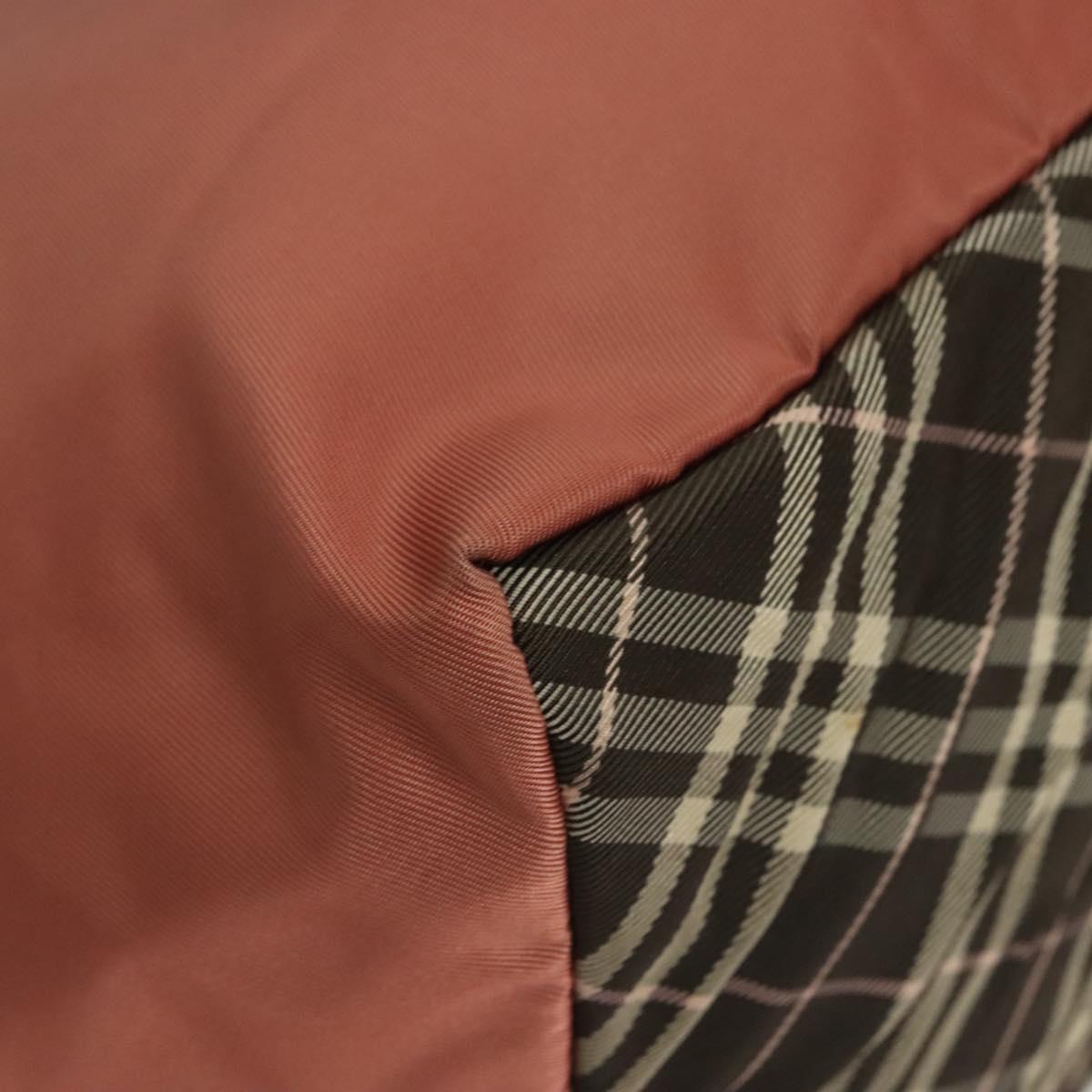 BURBERRY Nova Check Blue Label Hand Bag Nylon Pink Silver Auth ti3041