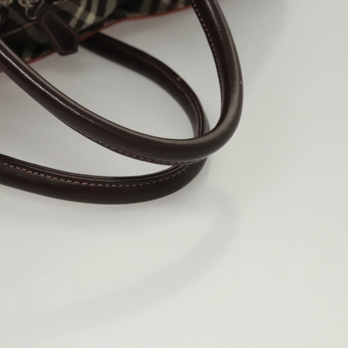 BURBERRY Nova Check Blue Label Hand Bag Nylon Pink Silver Auth ti3041