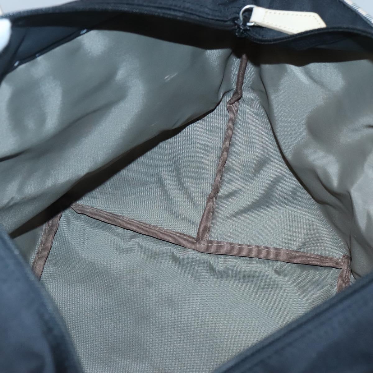 BURBERRY Nova Check Blue Label Hand Bag Nylon Gray Silver Auth ti3042