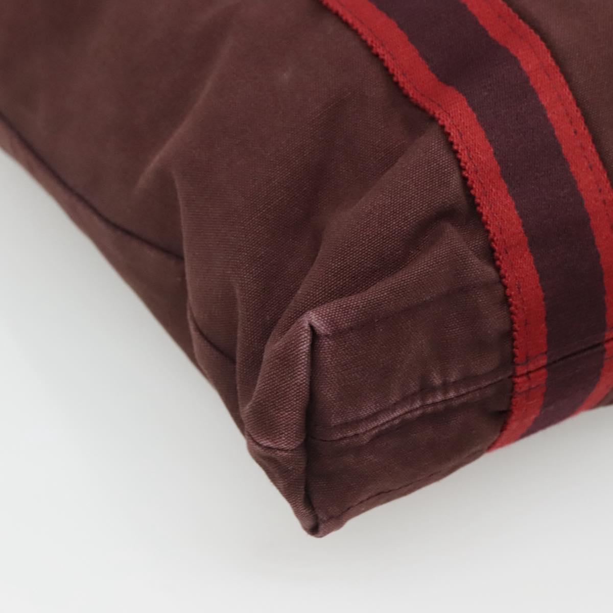 HERMES Fourre Tout Cabas Tote Bag Canvas Bordeaux Auth ti3044