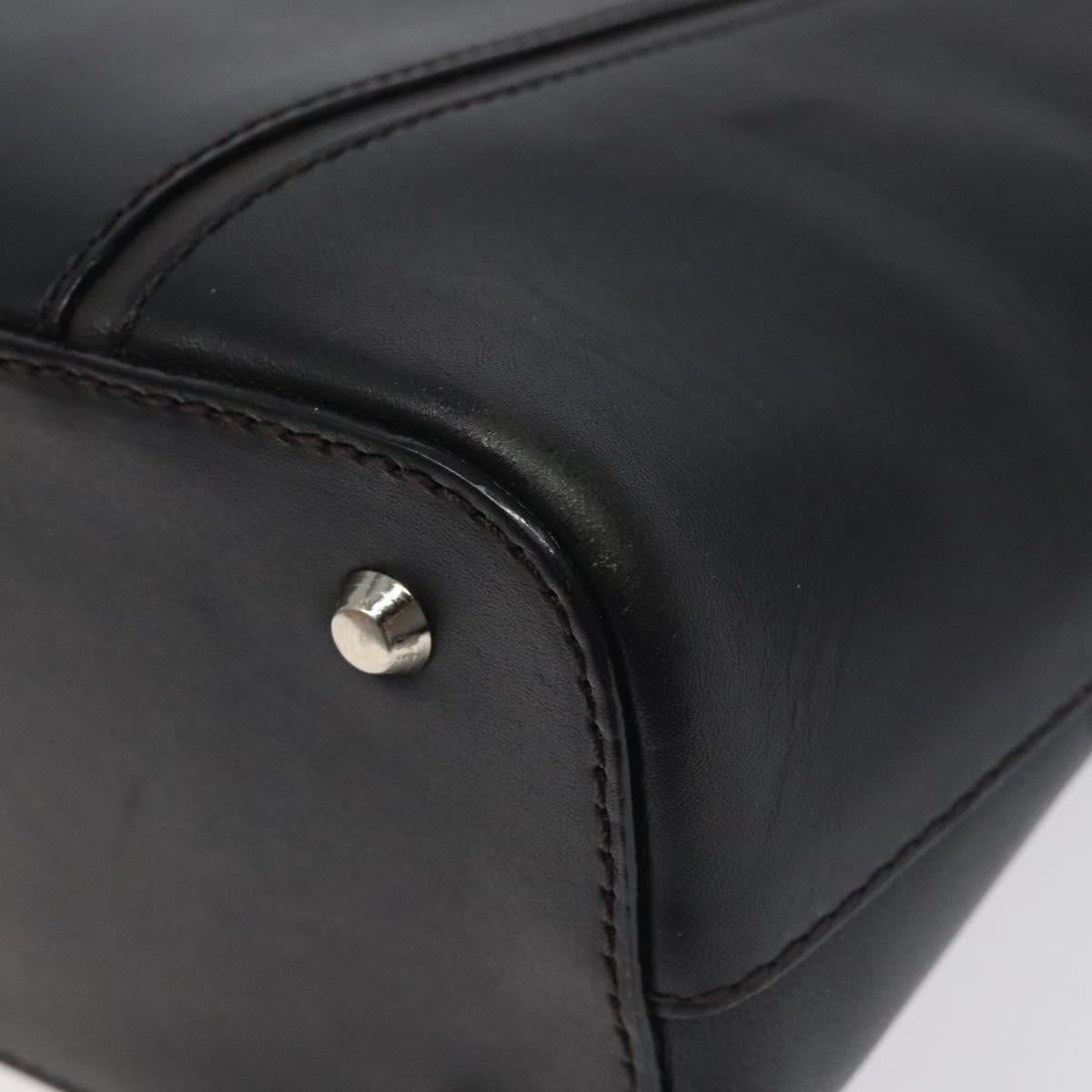 BURBERRY Hand Bag Leather Black Silver Auth ti3045