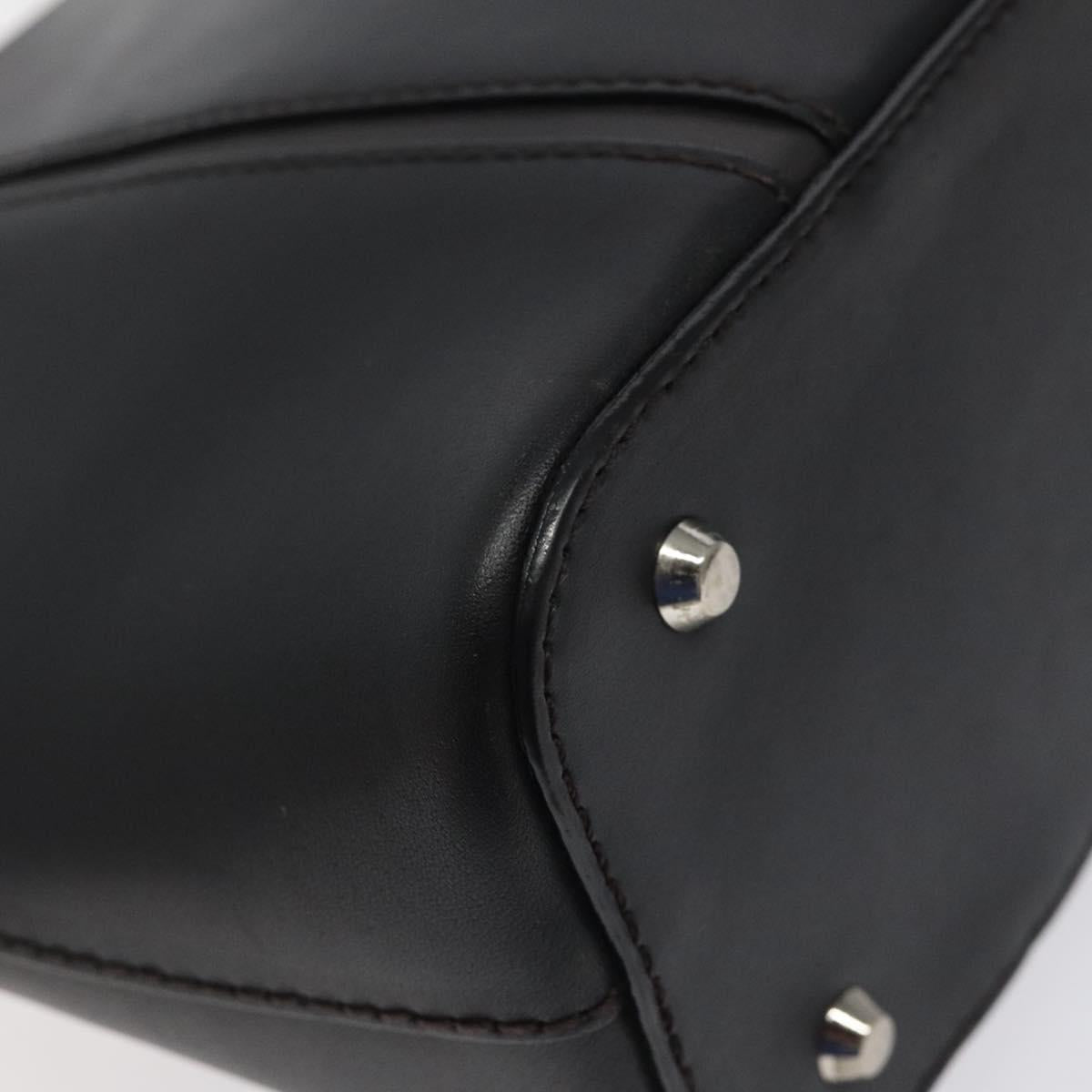 BURBERRY Hand Bag Leather Black Silver Auth ti3045