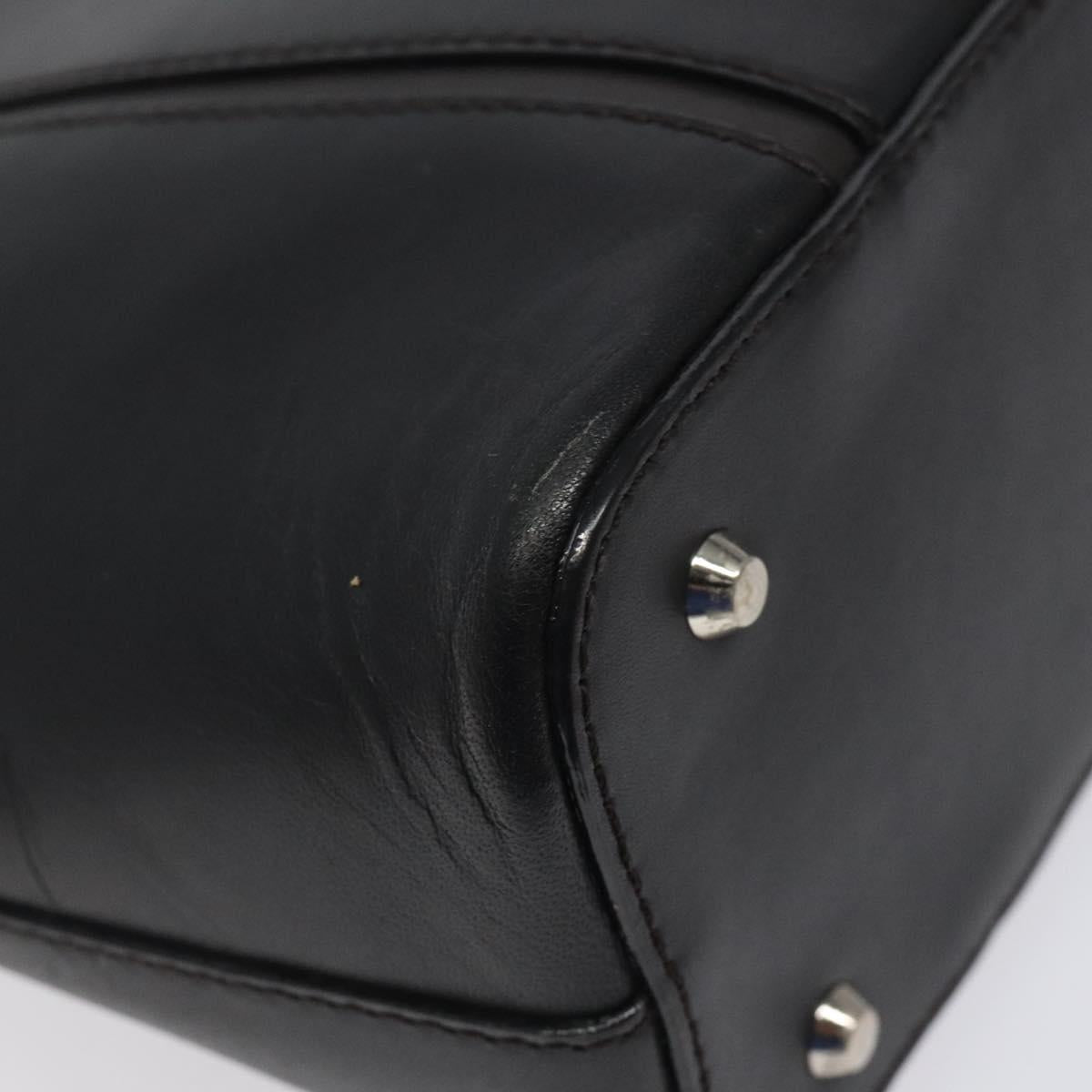 BURBERRY Hand Bag Leather Black Silver Auth ti3045