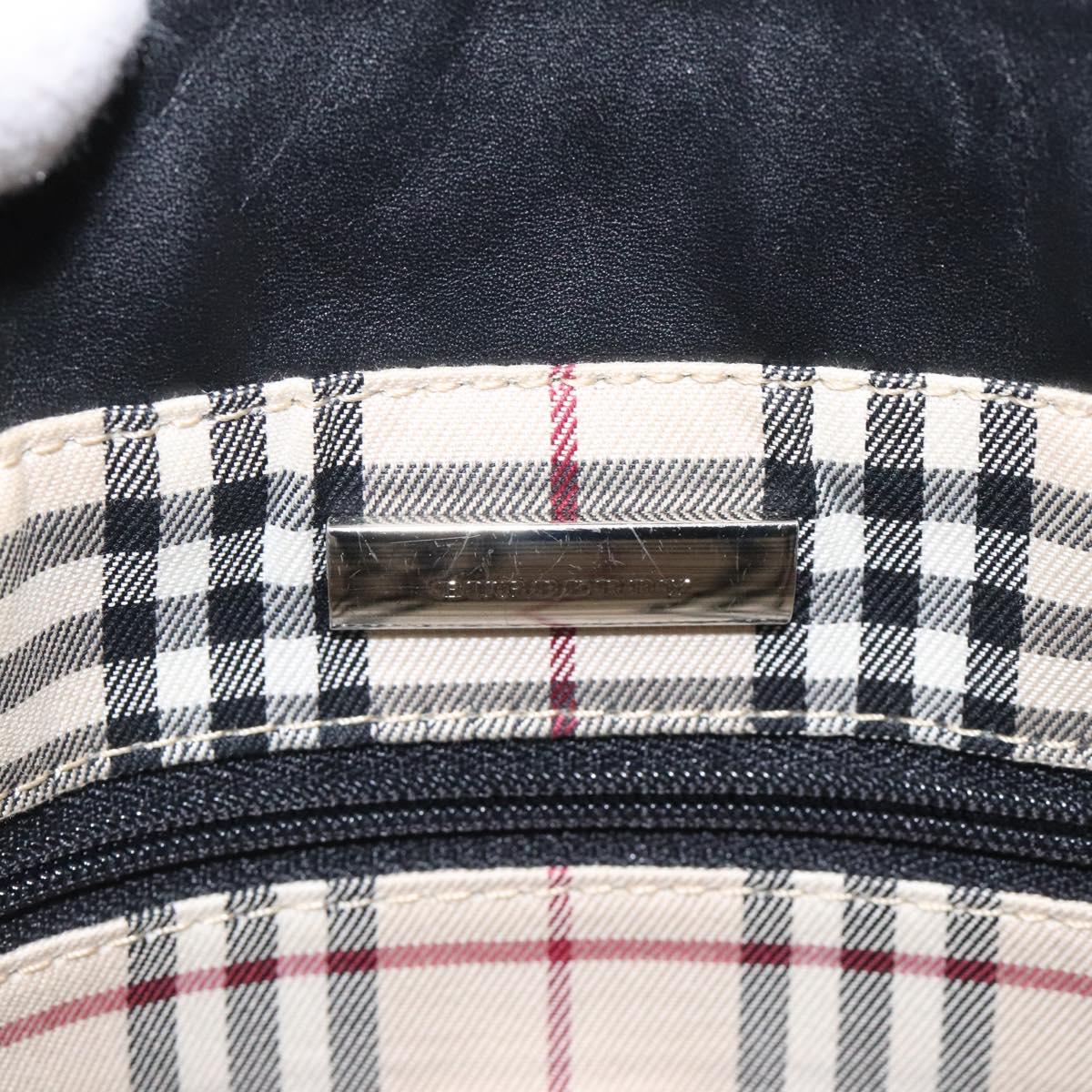 BURBERRY Hand Bag Leather Black Silver Auth ti3045