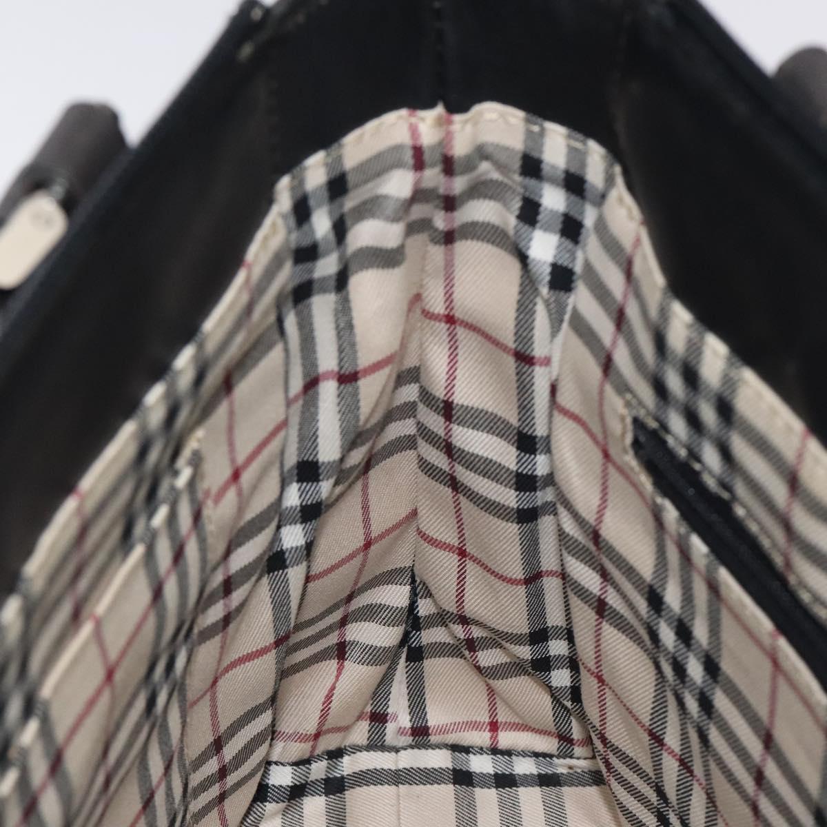 BURBERRY Hand Bag Leather Black Silver Auth ti3045