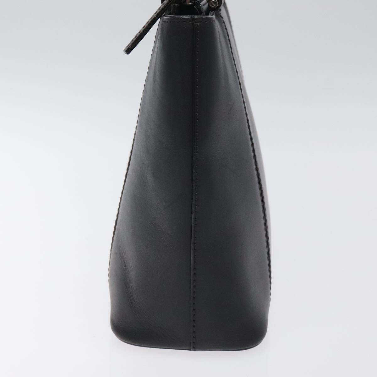 BURBERRY Hand Bag Leather Black Silver Auth ti3045