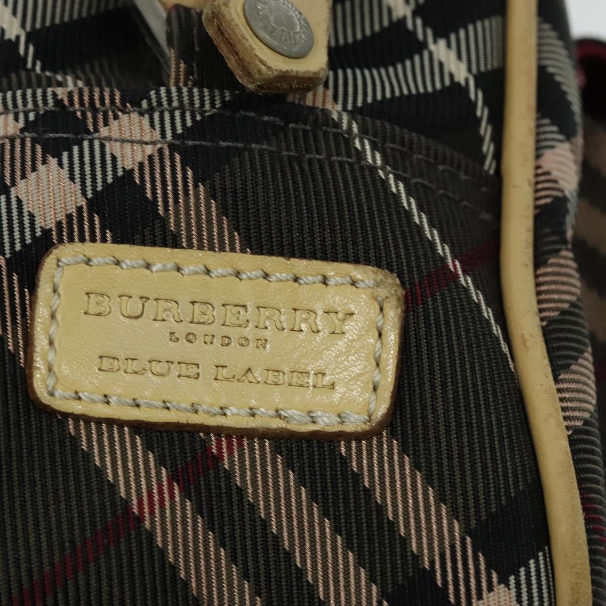 BURBERRY Nova Check Blue Label Shoulder Bag Nylon Brown Silver Auth ti3061