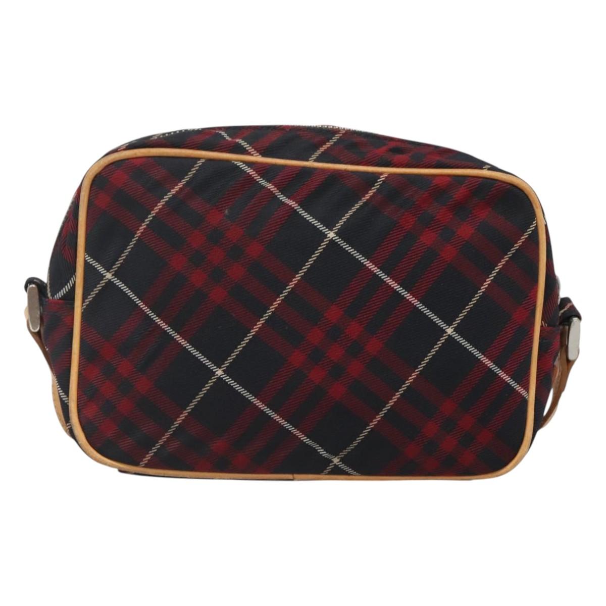 BURBERRY Blue Label Nova Check Shoulder Bag Canvas Red Navy Auth ti3067