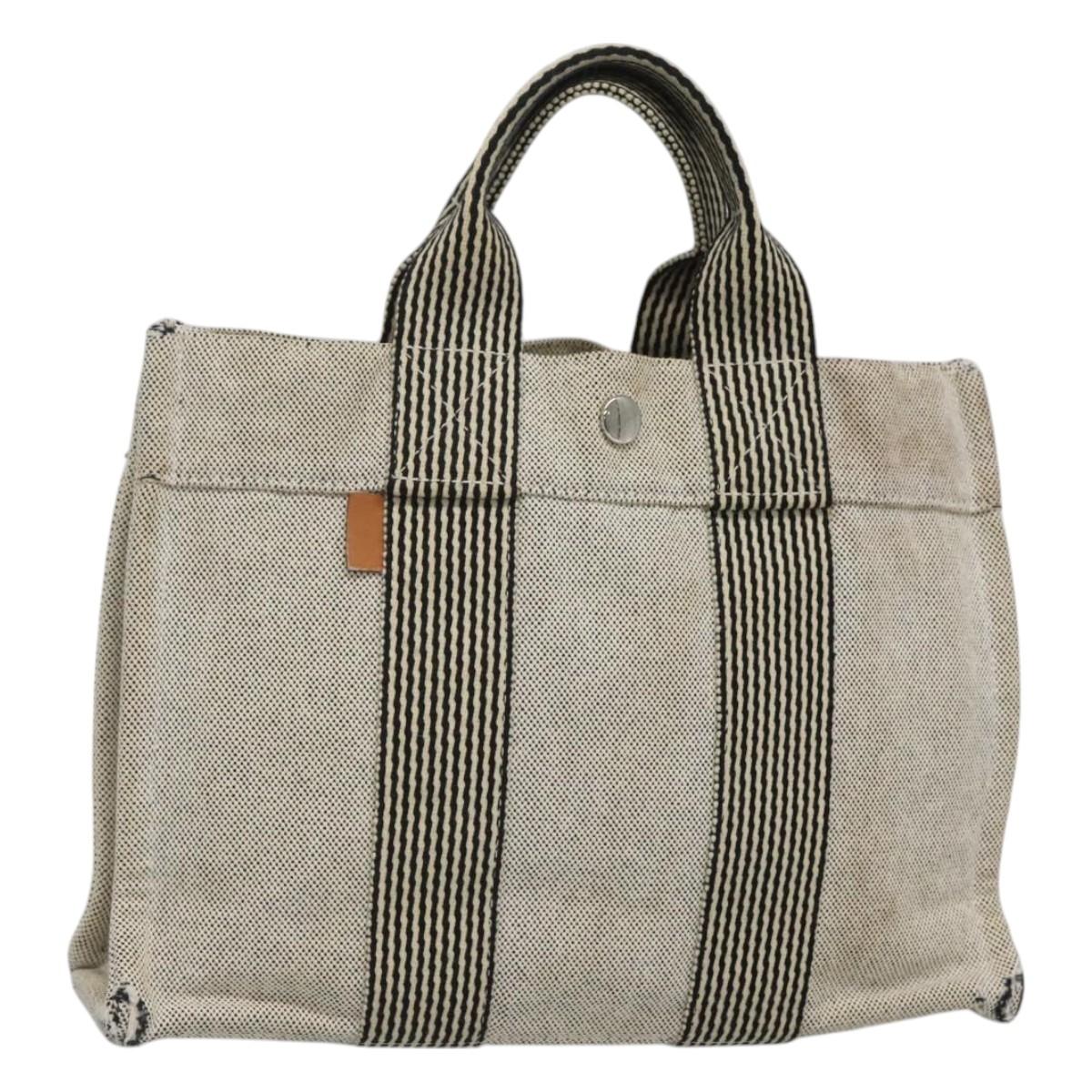 HERMES Fourre Tout PM Hand Bag Canvas Gray Auth ti3070