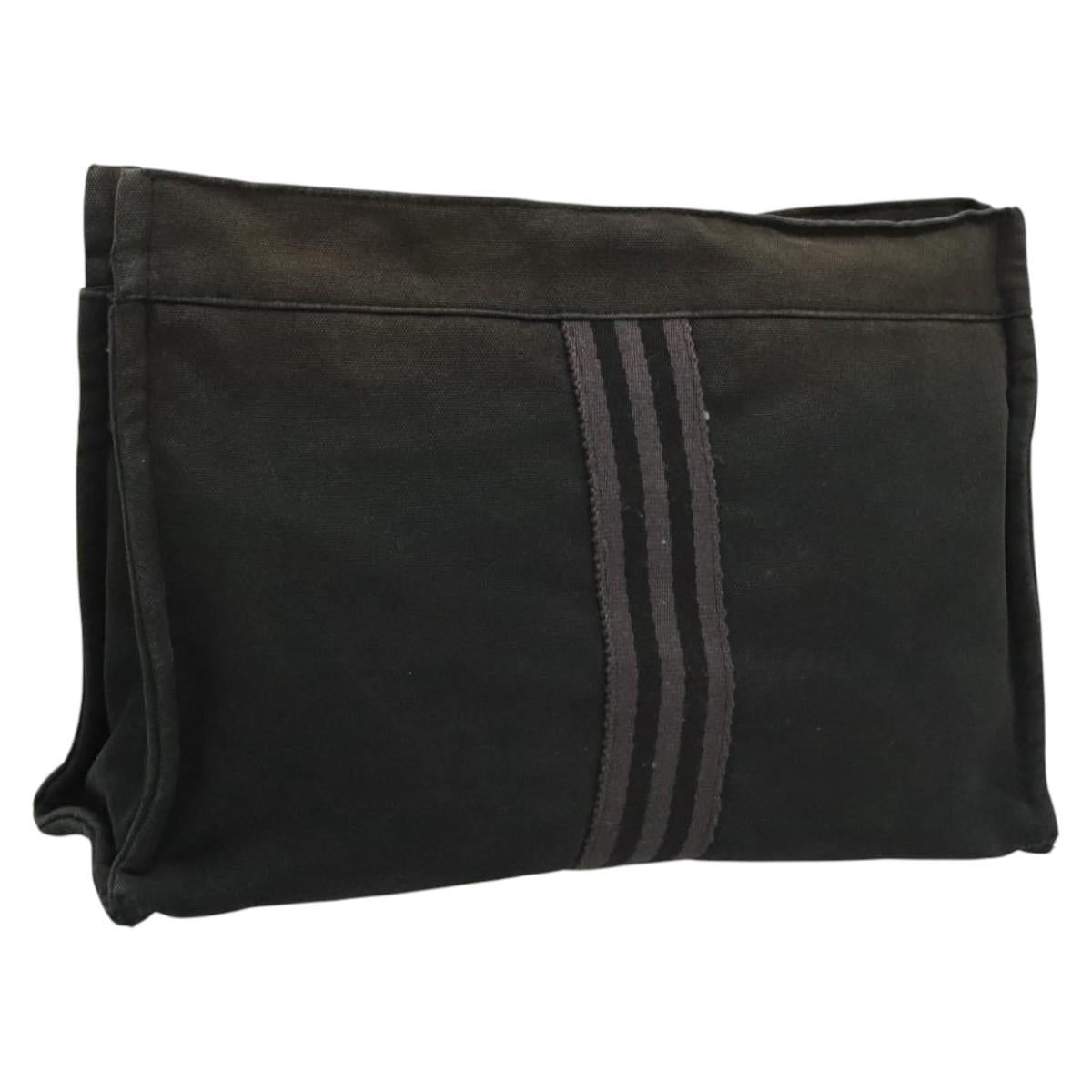 HERMES Fourre Tout Clutch Bag Canvas Black Auth ti3076
