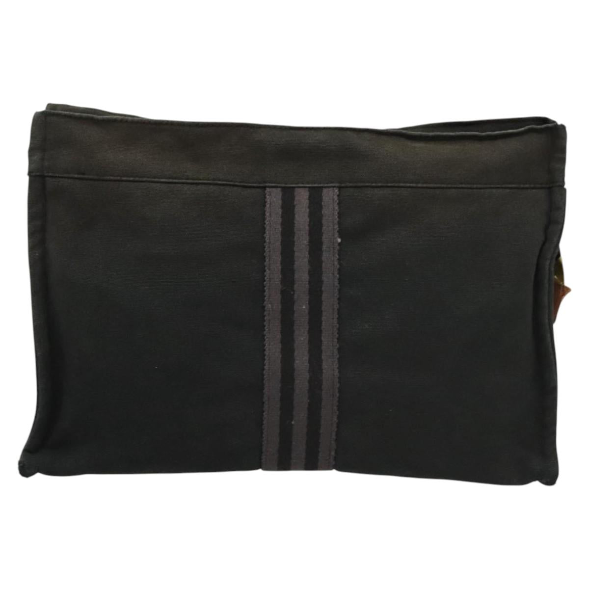 HERMES Fourre Tout Clutch Bag Canvas Black Auth ti3076