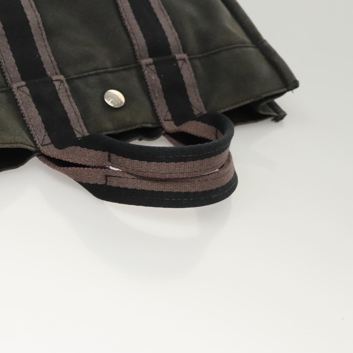 HERMES Fourre Tout PM Hand Bag Canvas Black Silver Auth ti3082