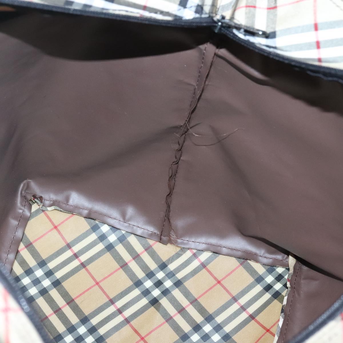 Burberrys Nova Check Tote Bag Nylon Brown Auth ti3085