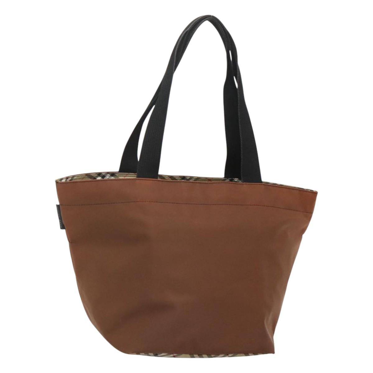 Burberrys Nova Check Tote Bag Nylon Brown Auth ti3085