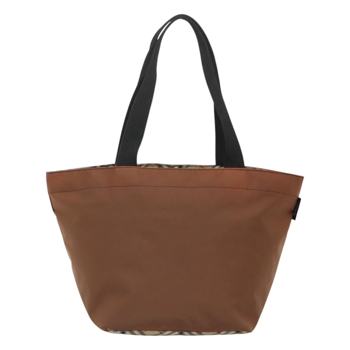 Burberrys Nova Check Tote Bag Nylon Brown Auth ti3085