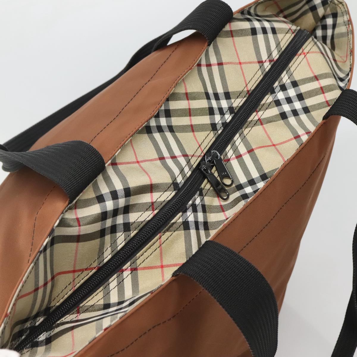 Burberrys Nova Check Tote Bag Nylon Brown Auth ti3085