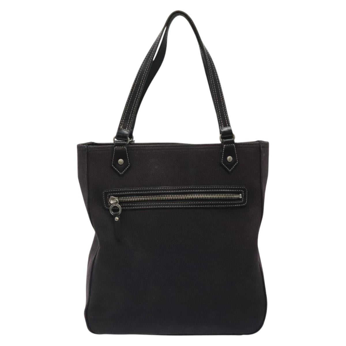 BURBERRY Hand Bag Canvas Black Silver Auth ti3087