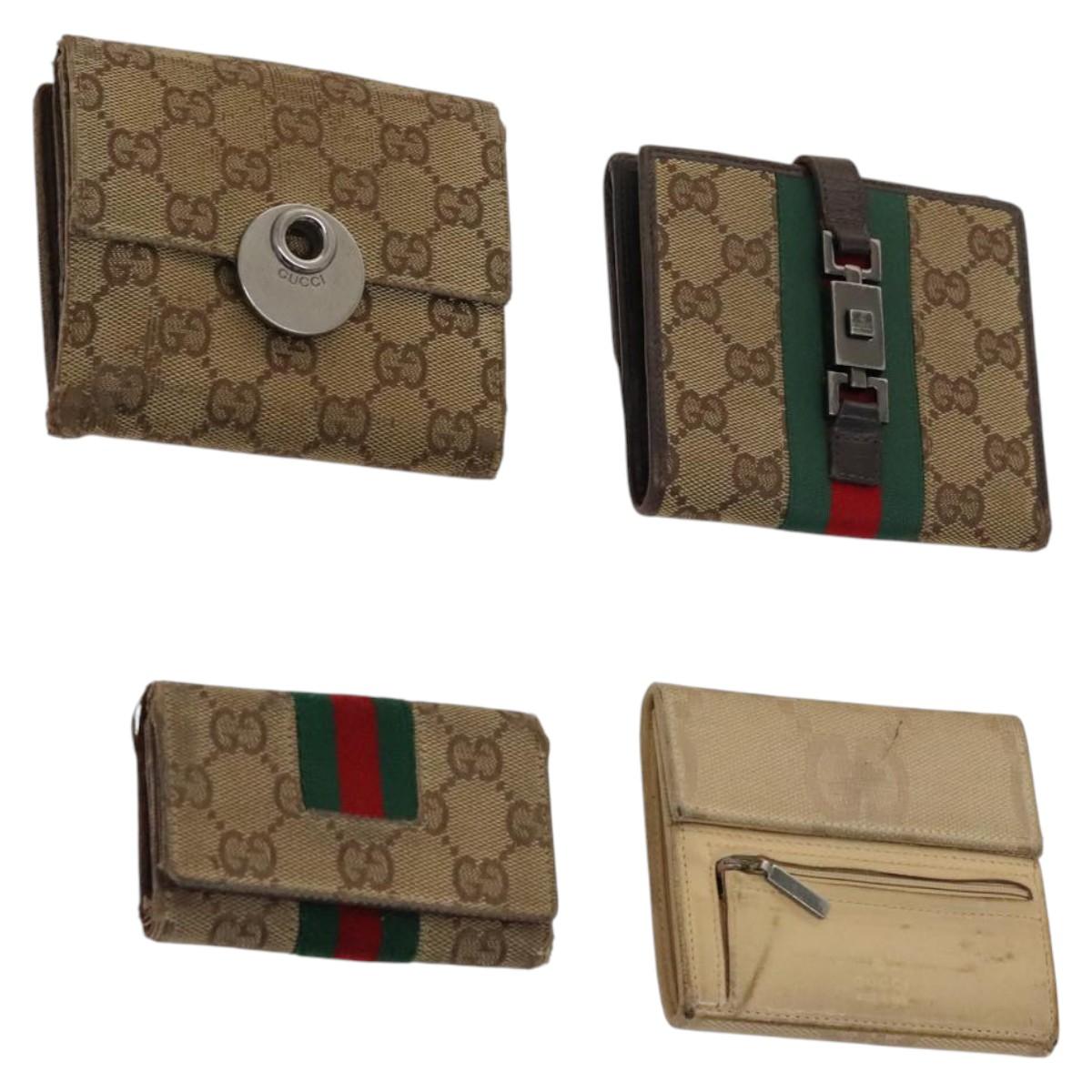 GUCCI GG Canvas Jackie Web Sherry Line Wallet 4Set Beige Red Auth ti3092