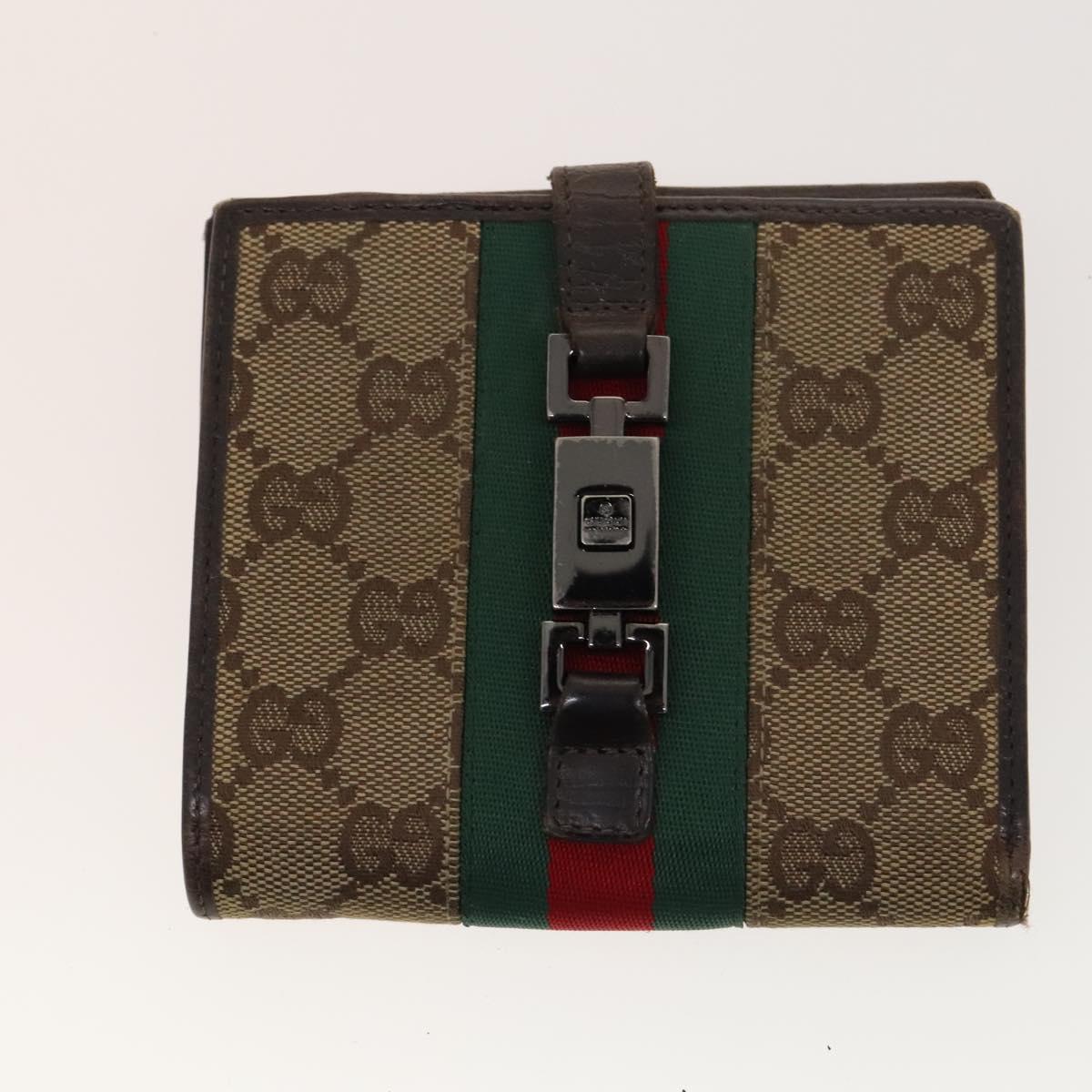 GUCCI GG Canvas Jackie Web Sherry Line Wallet 4Set Beige Red Auth ti3092
