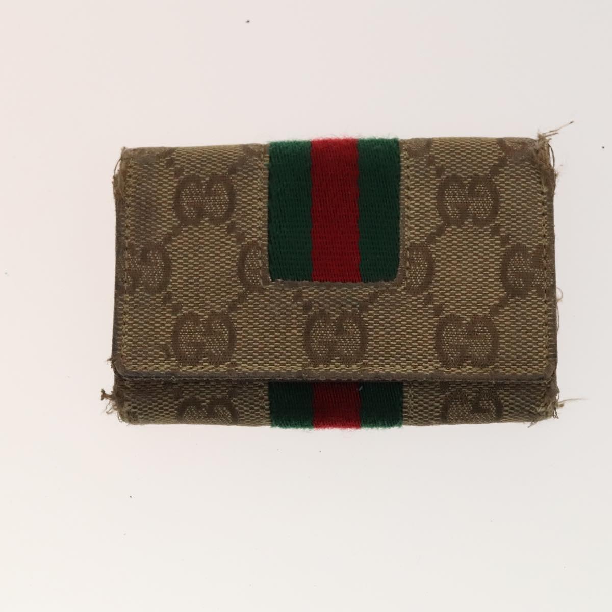GUCCI GG Canvas Jackie Web Sherry Line Wallet 4Set Beige Red Auth ti3092