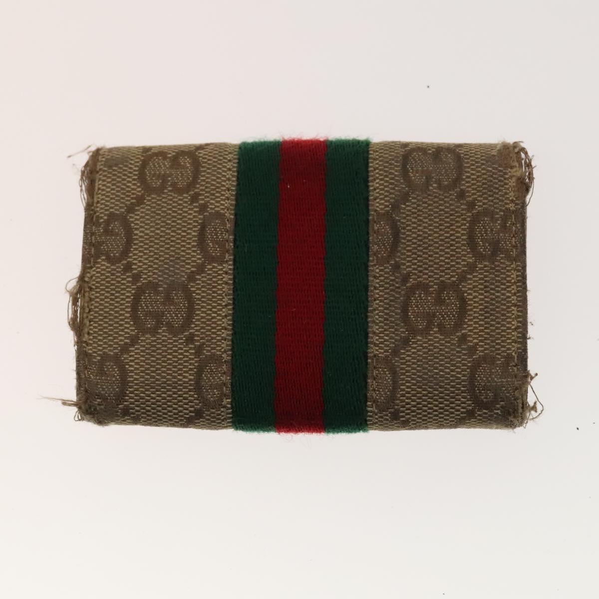GUCCI GG Canvas Jackie Web Sherry Line Wallet 4Set Beige Red Auth ti3092