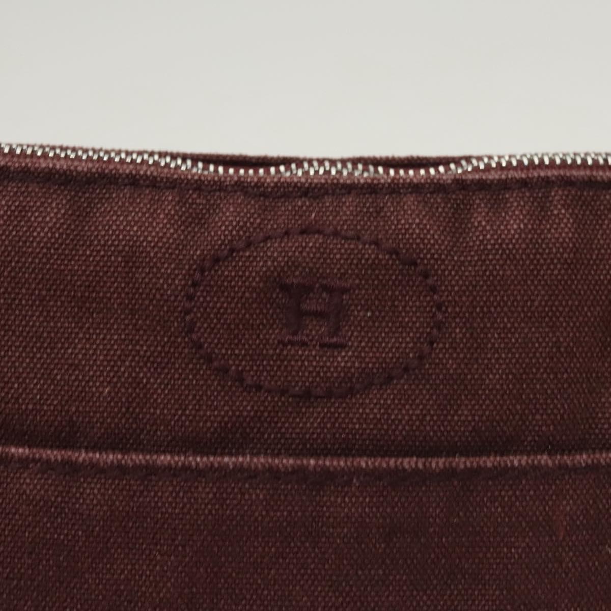 HERMES Bolide PM Pouch Canvas Brown Silver Auth ti3093