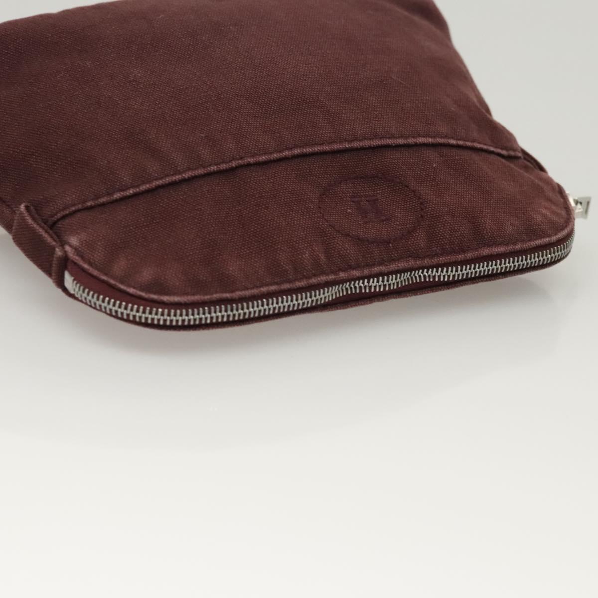 HERMES Bolide PM Pouch Canvas Brown Silver Auth ti3093