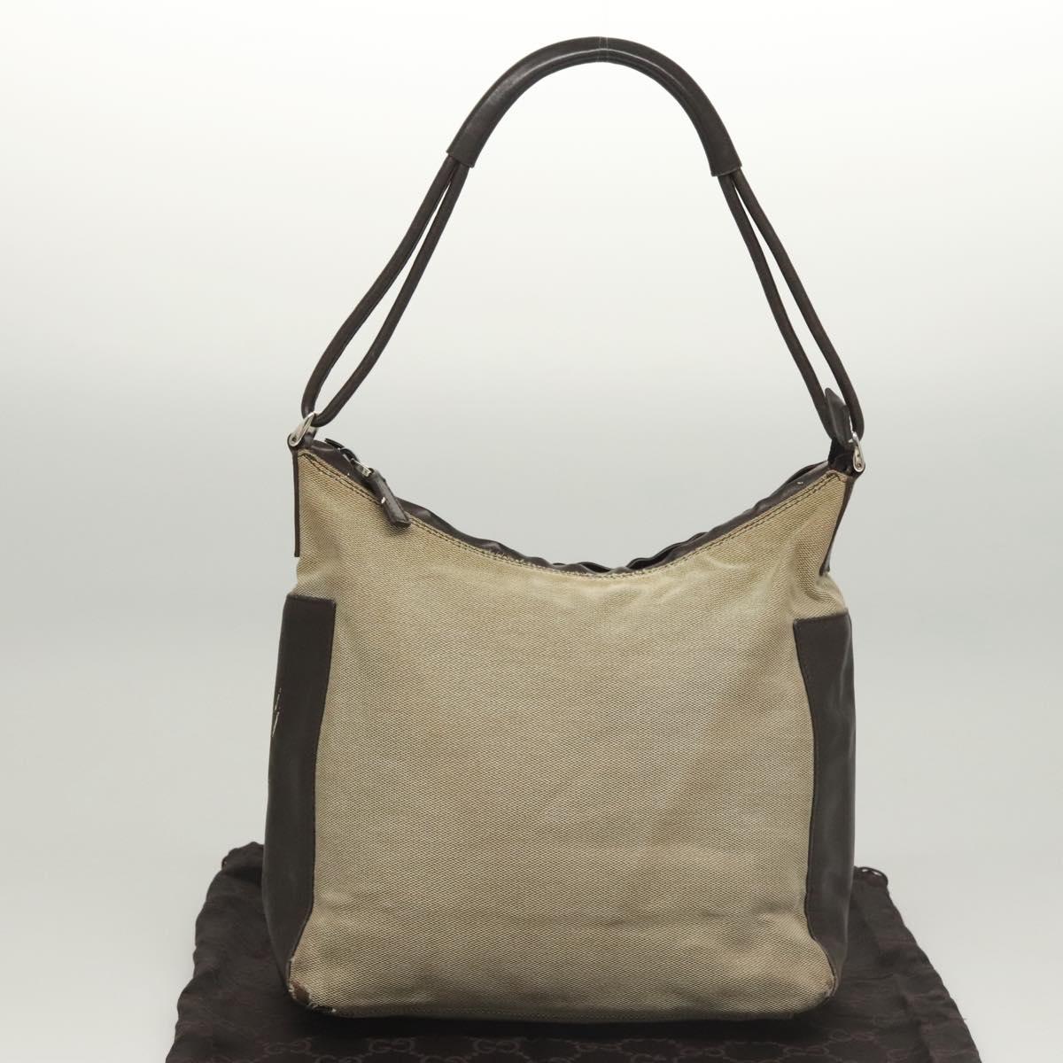 GUCCI Shoulder Bag Canvas Gray Silver 77112 Auth ti3094