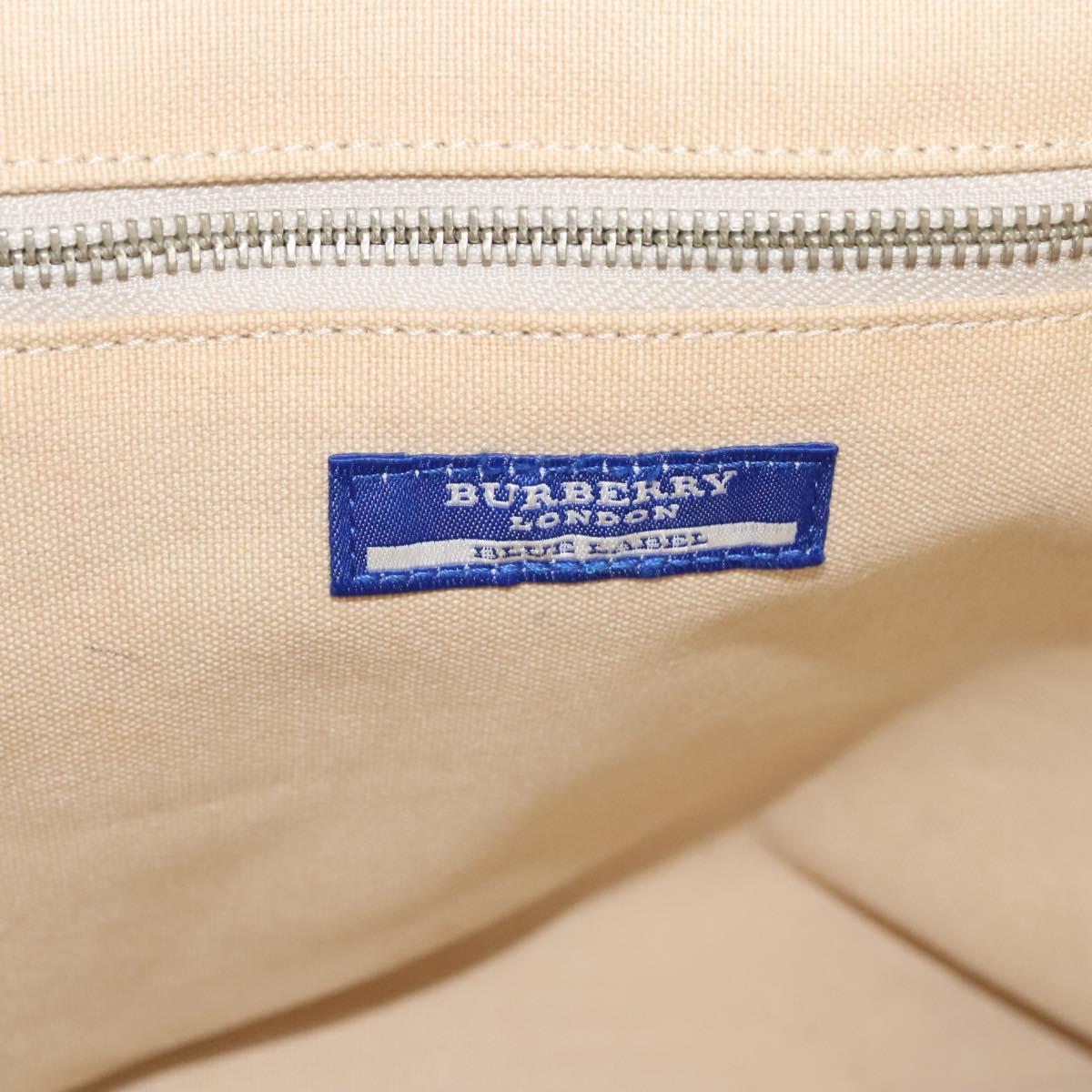BURBERRY Blue Label Shoulder Bag Canvas White Pink Silver Auth ti3095