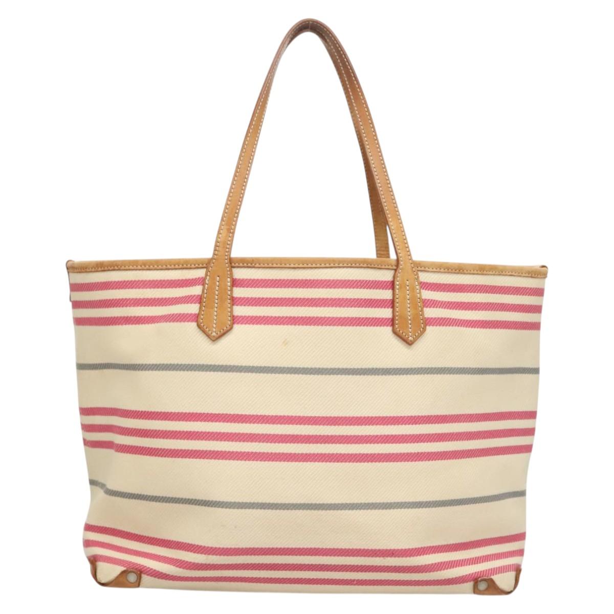 BURBERRY Blue Label Shoulder Bag Canvas White Pink Silver Auth ti3095