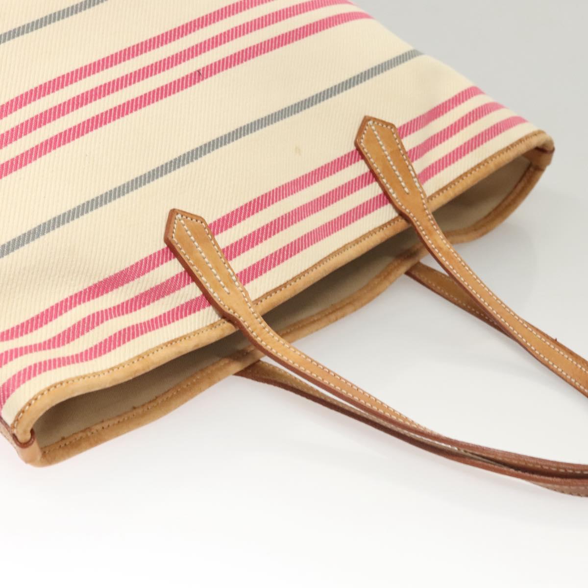 BURBERRY Blue Label Shoulder Bag Canvas White Pink Silver Auth ti3095