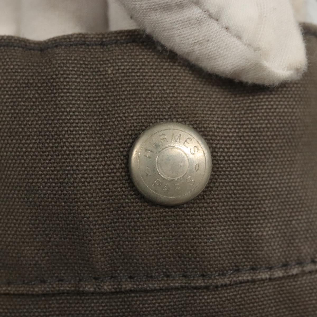 HERMES Fourre Tout MM Hand Bag Canvas Gray Silver Auth ti3097