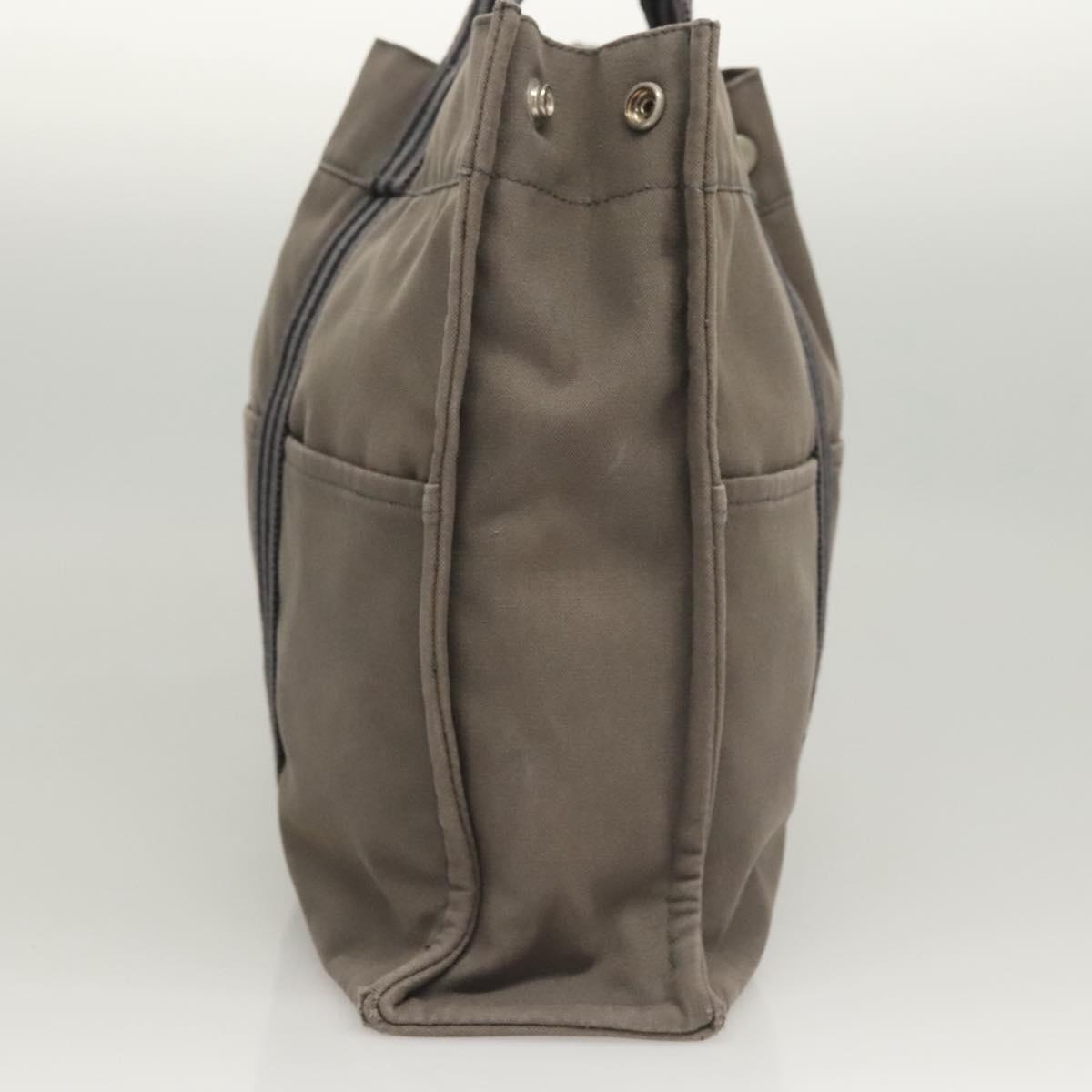 HERMES Fourre Tout MM Hand Bag Canvas Gray Silver Auth ti3097