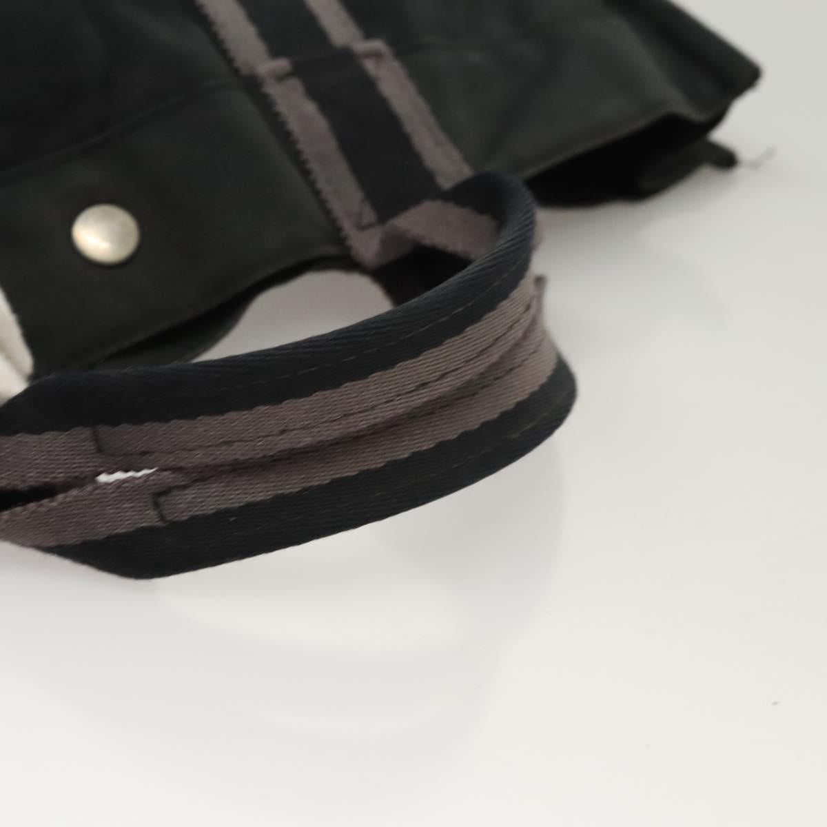 HERMES Fourre Tout MM Hand Bag Canvas Black Silver Auth ti3098