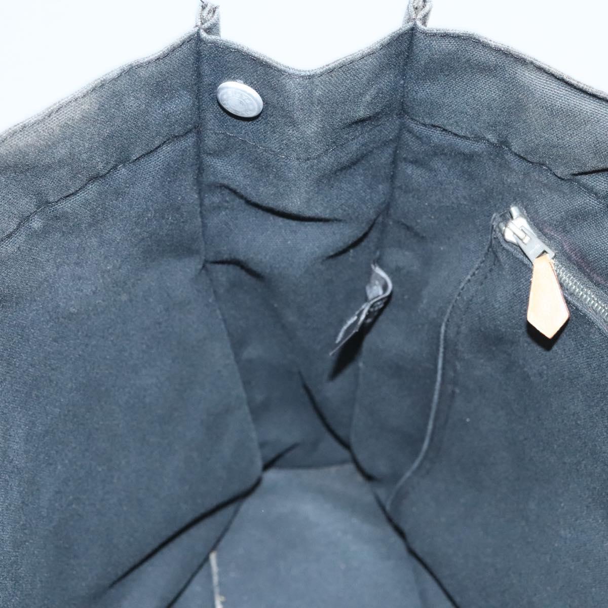 HERMES Fourre Tout MM Hand Bag Canvas Black Silver Auth ti3099