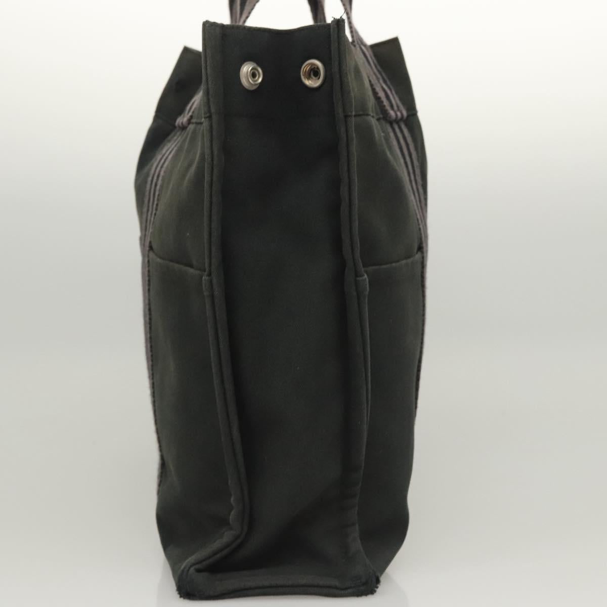 HERMES Fourre Tout MM Hand Bag Canvas Black Silver Auth ti3099