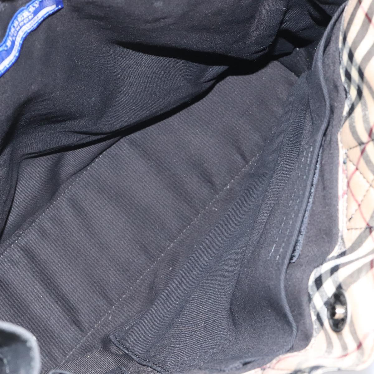 BURBERRY Nova Check Blue Label Tote Bag Canvas Nylon Black Silver Auth ti3101