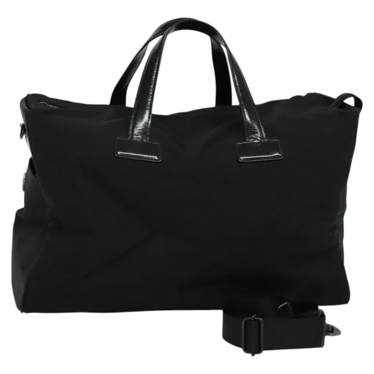 Burberrys Black label Hand Bag Canvas 2way Black Auth ti3104