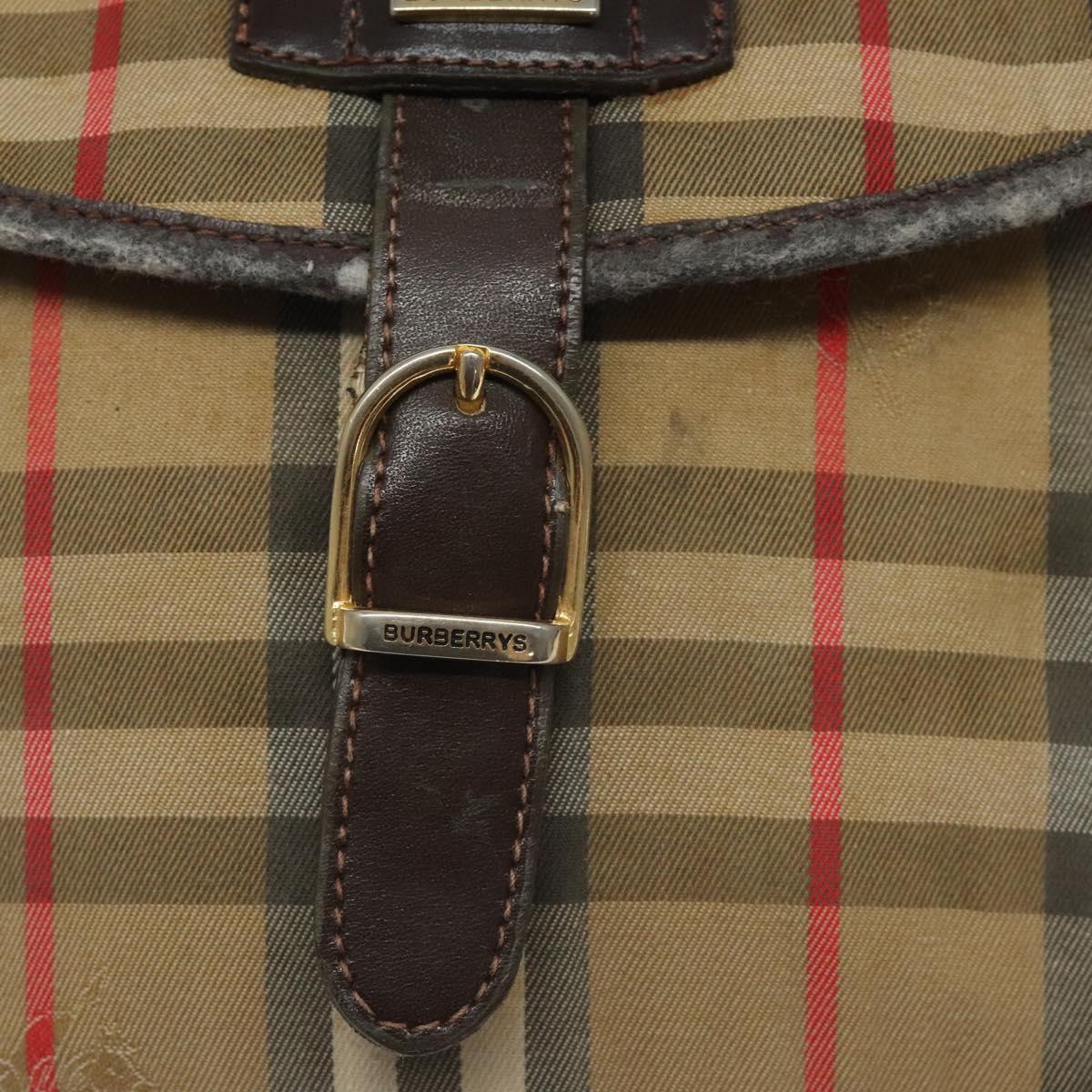Burberrys Nova Check Shoulder Bag Canvas Beige Auth ti3106