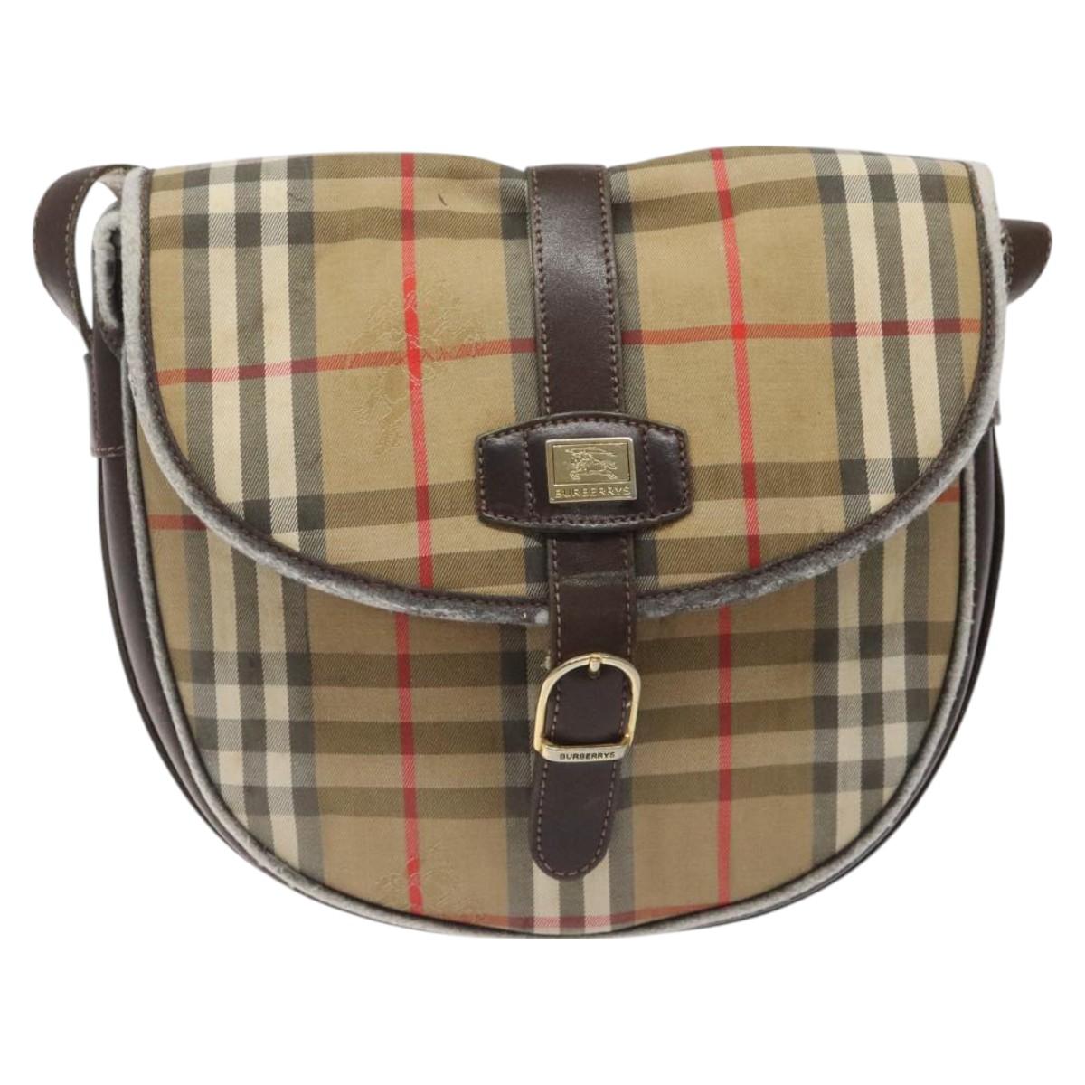 Burberrys Nova Check Shoulder Bag Canvas Beige Auth ti3106